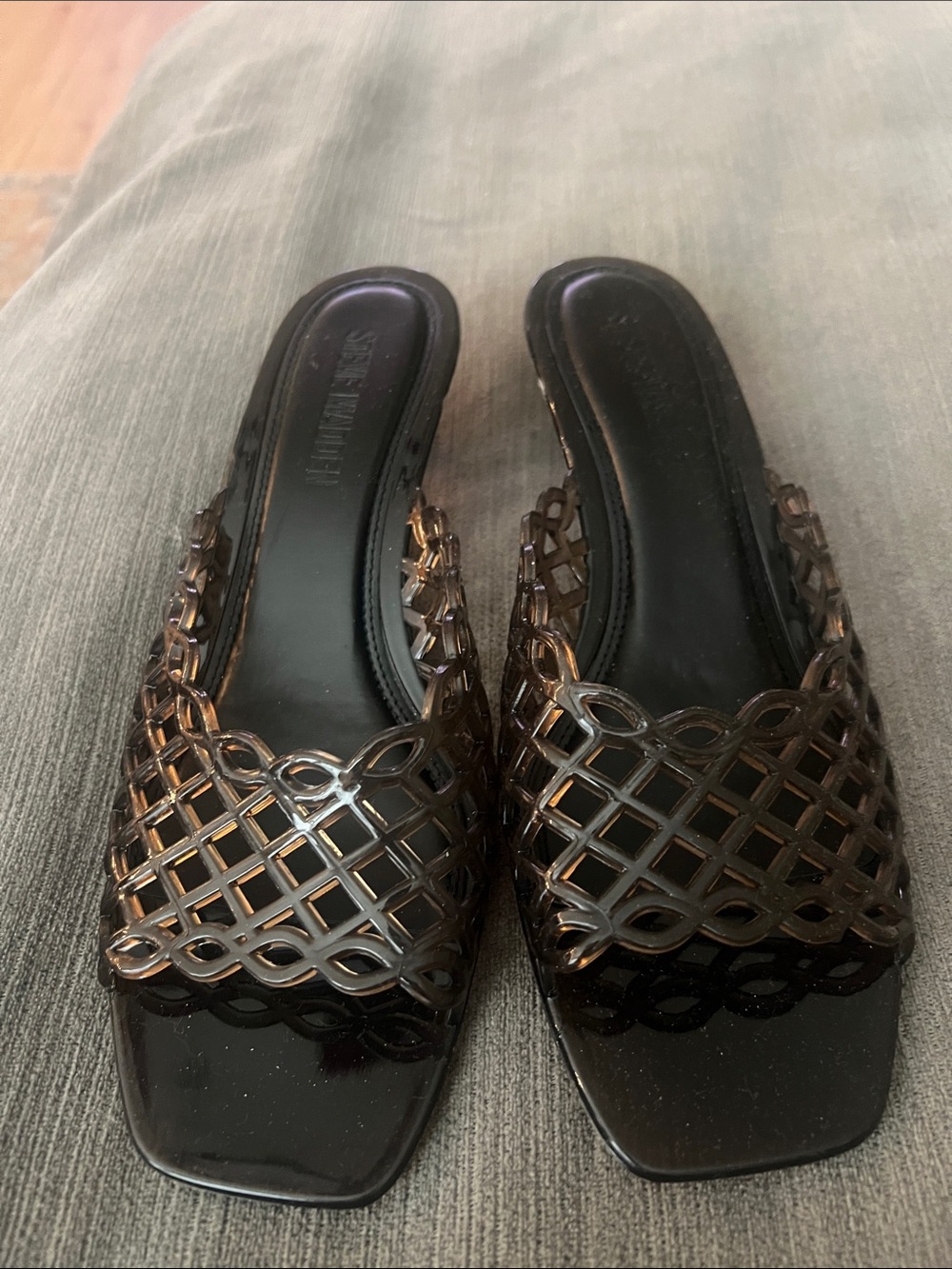 Steve Madden Ginger Brown Lattice Slide Mules